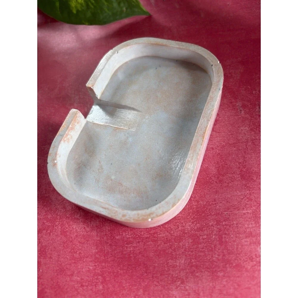 Handmade Soap Dish Cement Soap Holder Bathroom Kitchen Self Draining